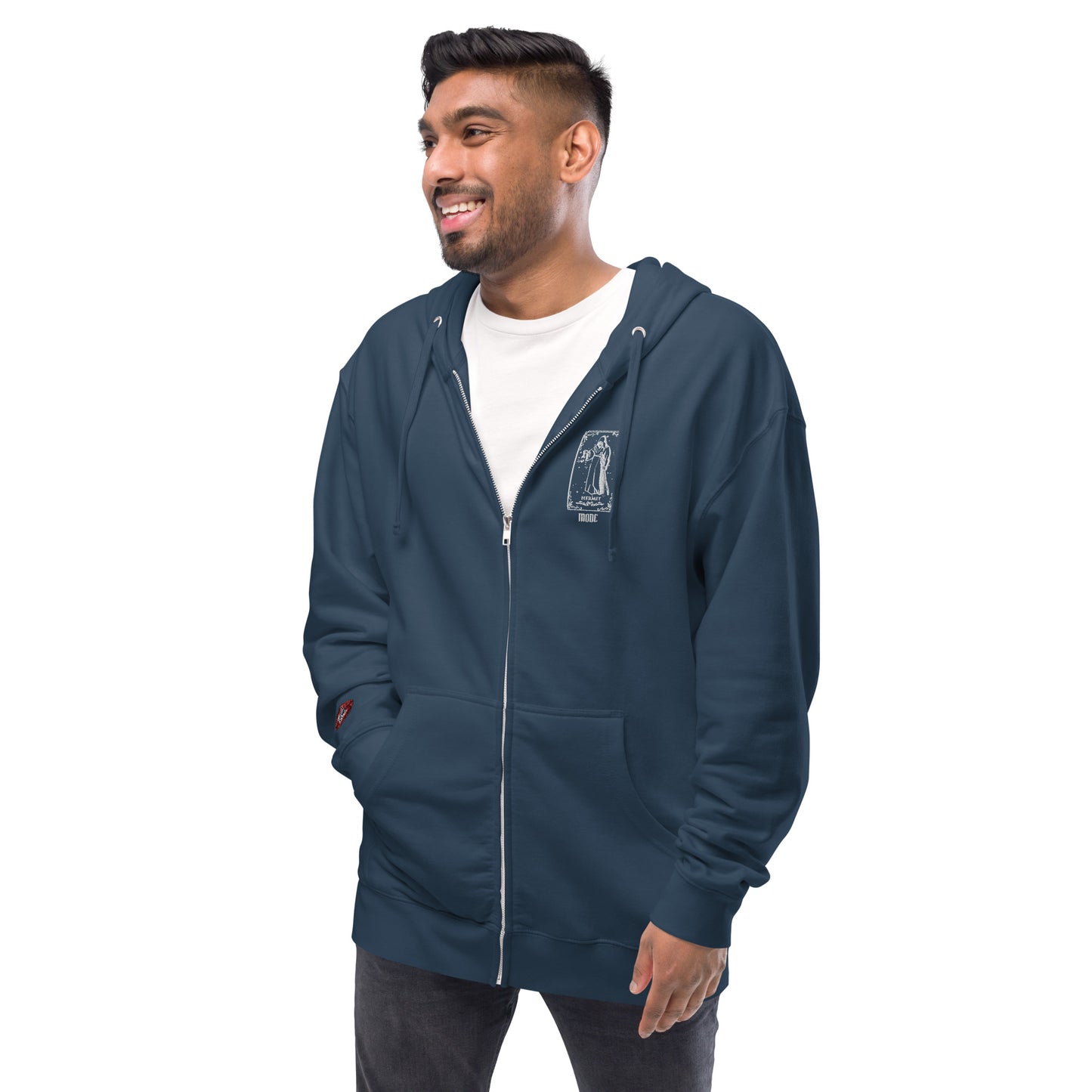 Hermit (White) Unisex Fleece Zip Up Hoodie