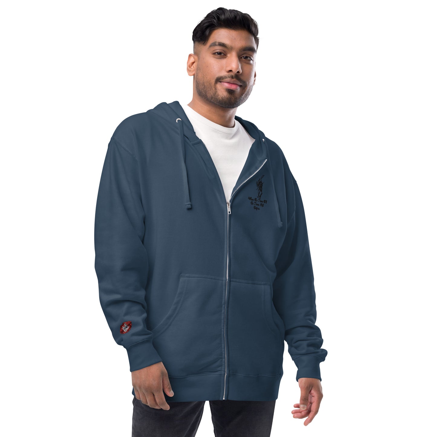 Rabbit (Black) Unisex Fleece Zip Up Hoodie