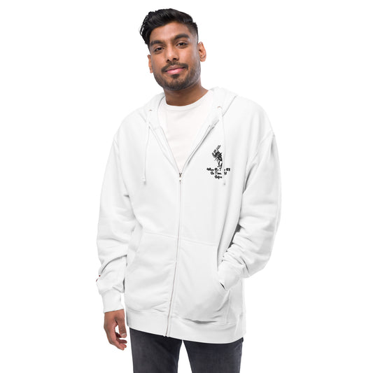 Rabbit (Black) Unisex Fleece Zip Up Hoodie