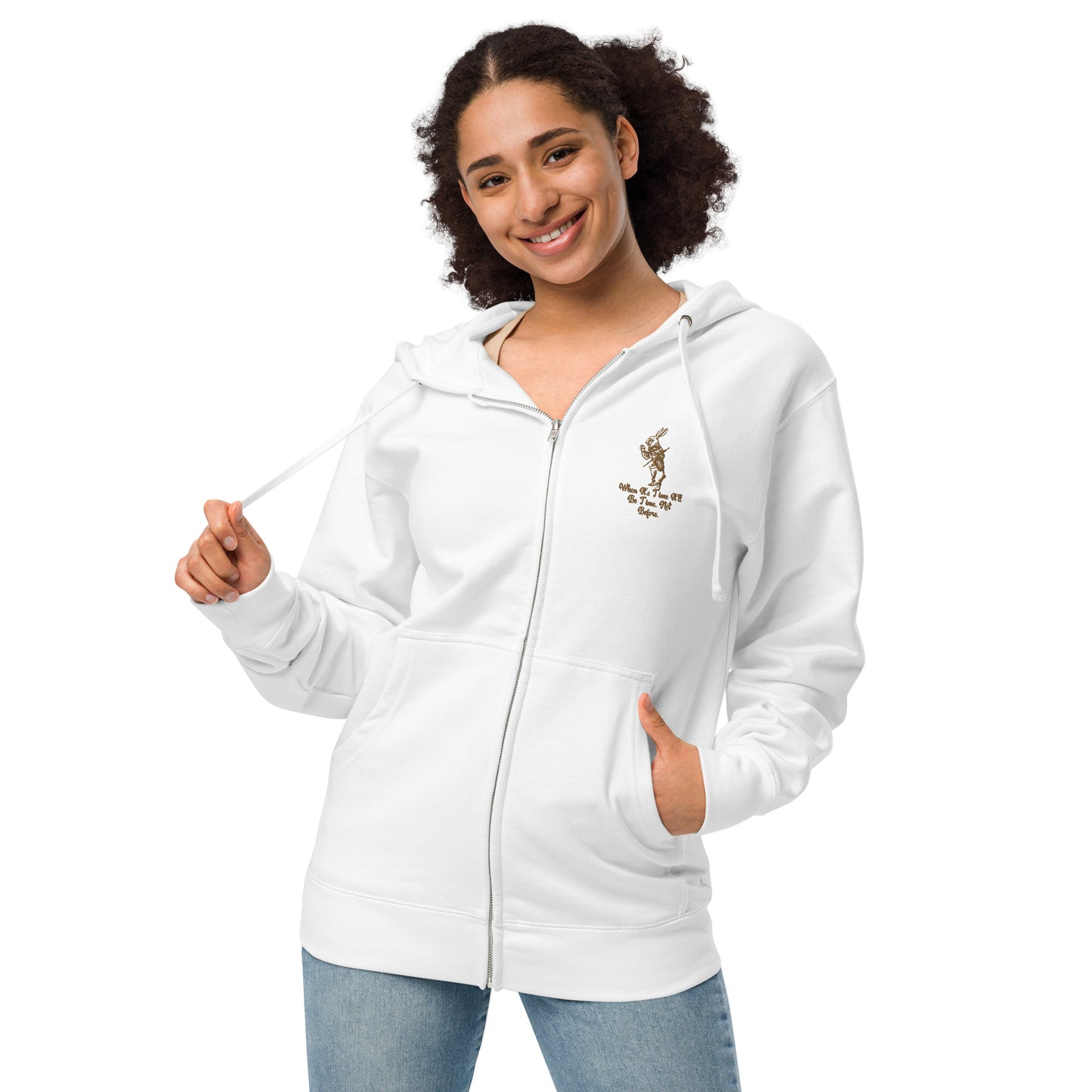 Rabbit (Gold) Unisex Fleece Zip Up Hoodie