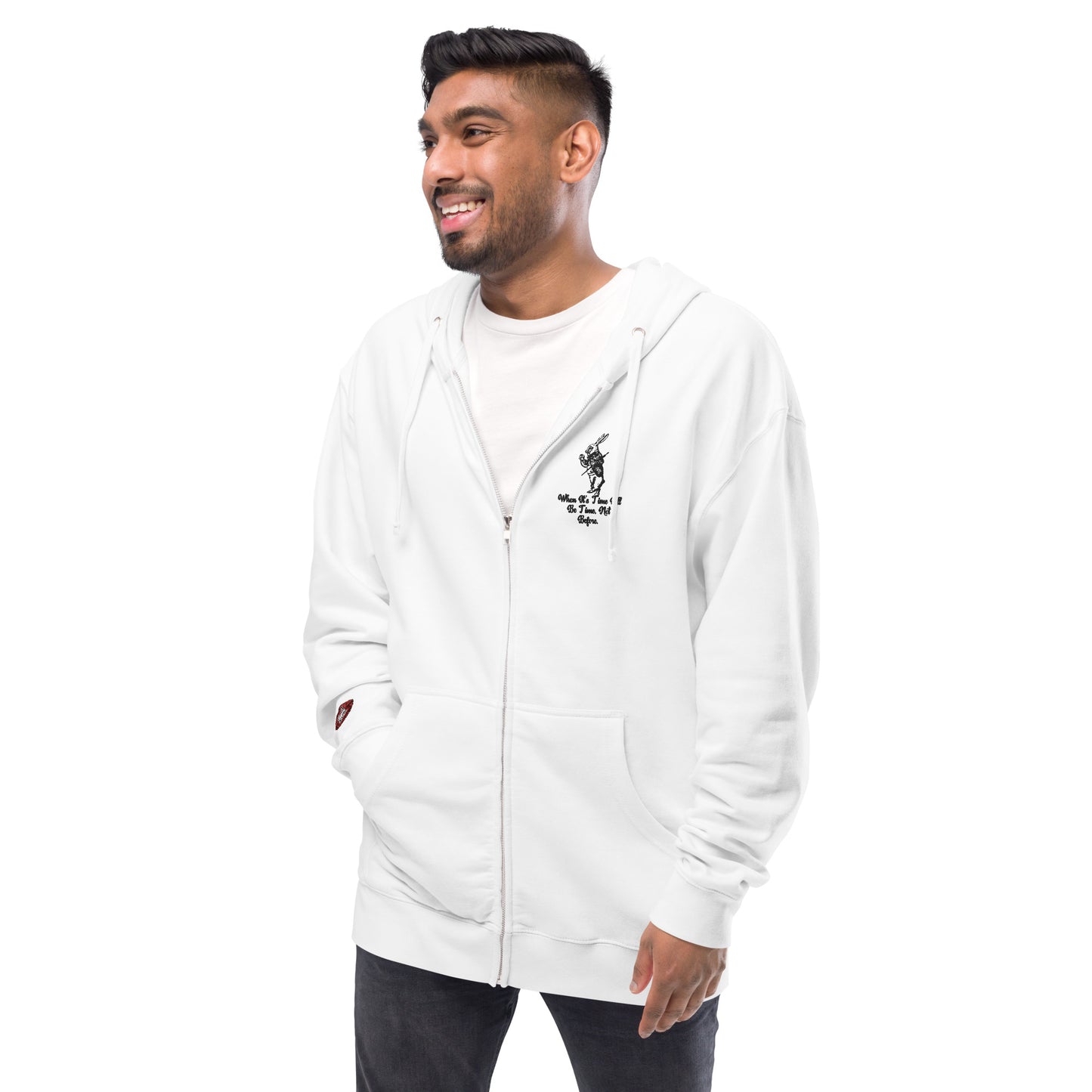Rabbit (Black) Unisex Fleece Zip Up Hoodie