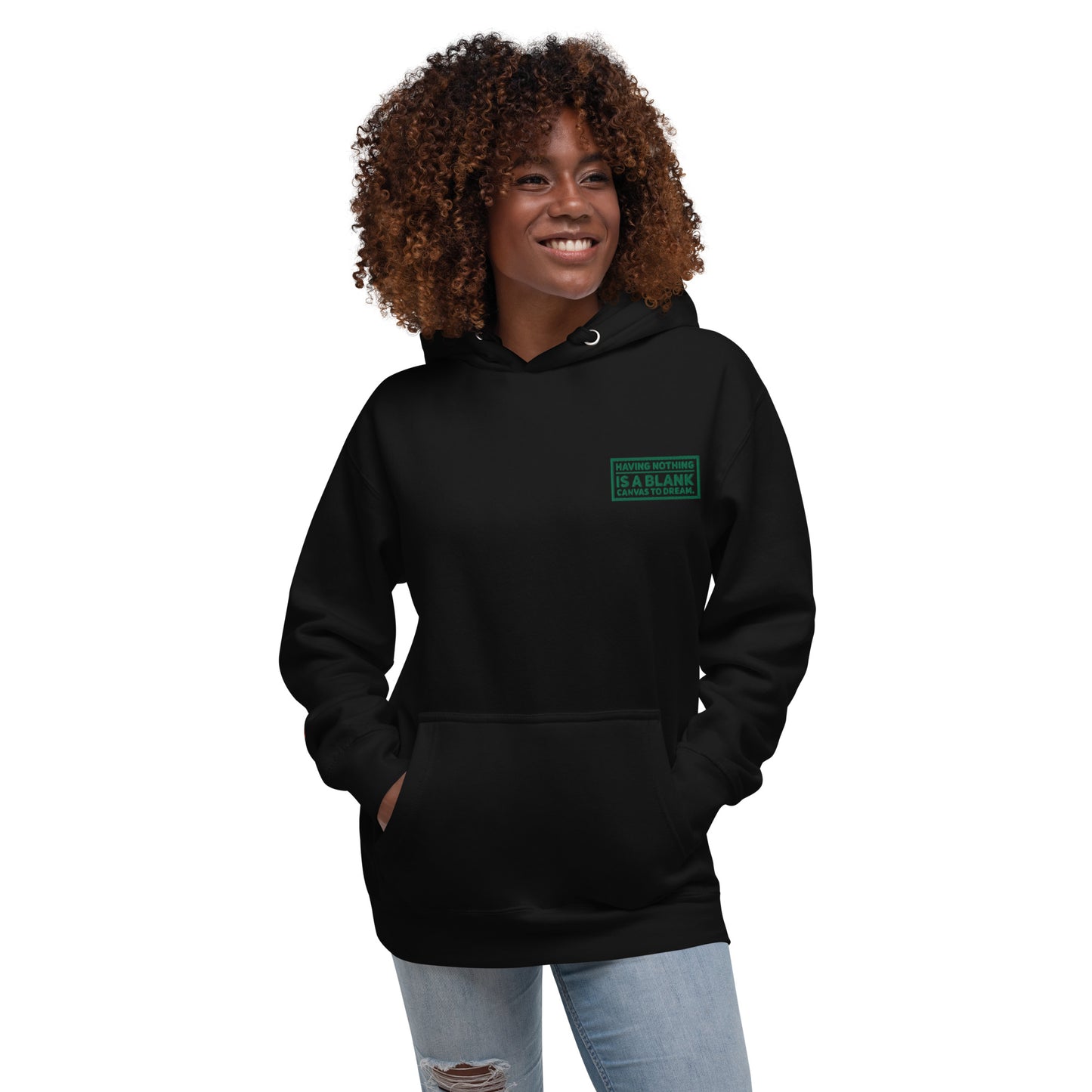 Blank Canvas (Green) Embroidered Unisex Premium Hoodie