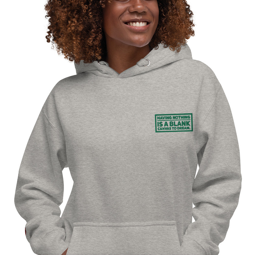 Blank Canvas (Green) Embroidered Unisex Premium Hoodie