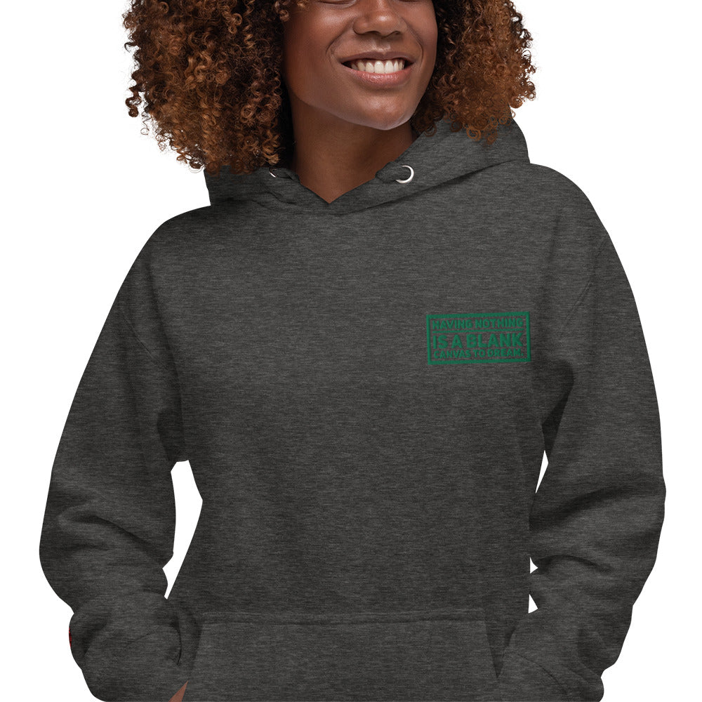 Blank Canvas (Green) Embroidered Unisex Premium Hoodie