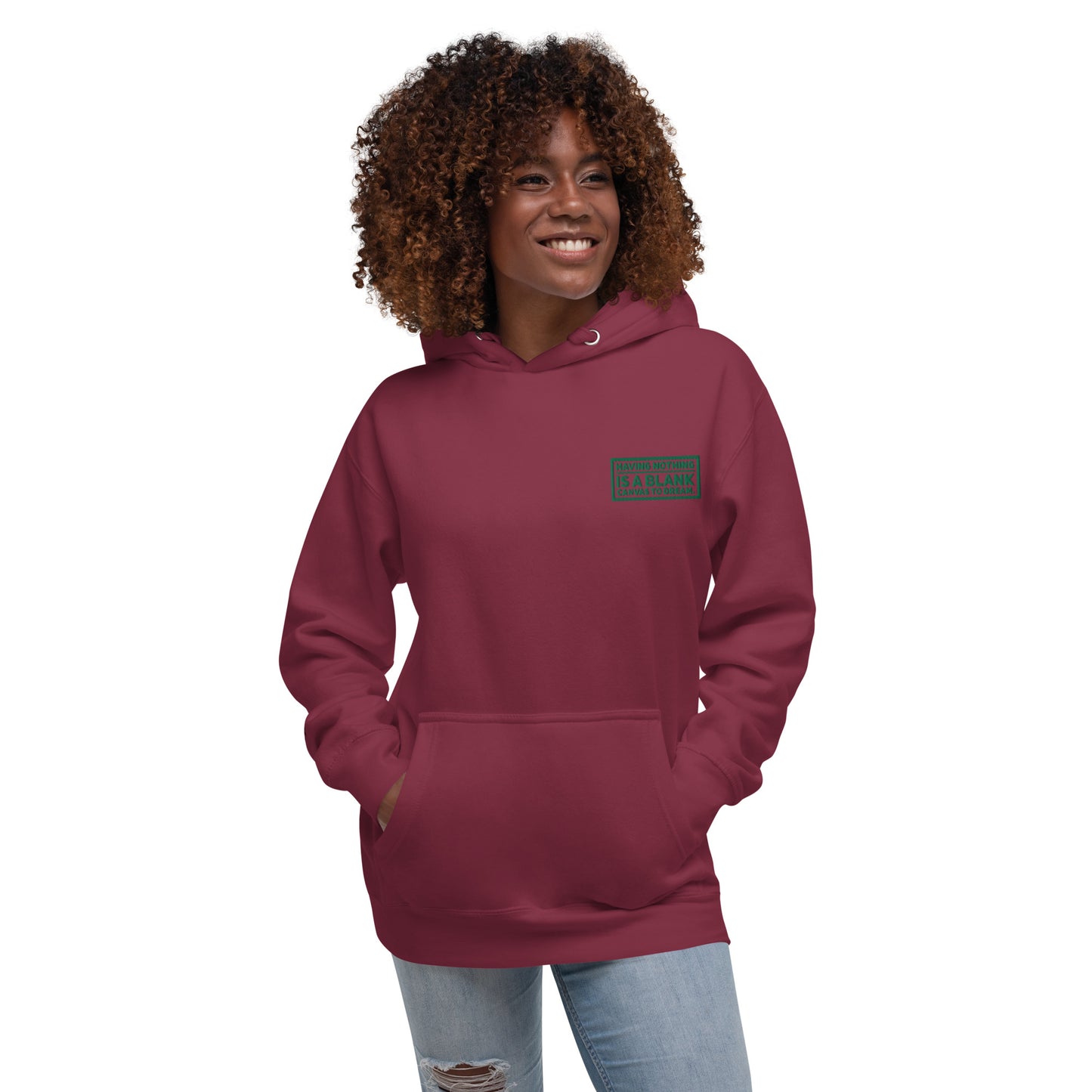 Blank Canvas (Green) Embroidered Unisex Premium Hoodie