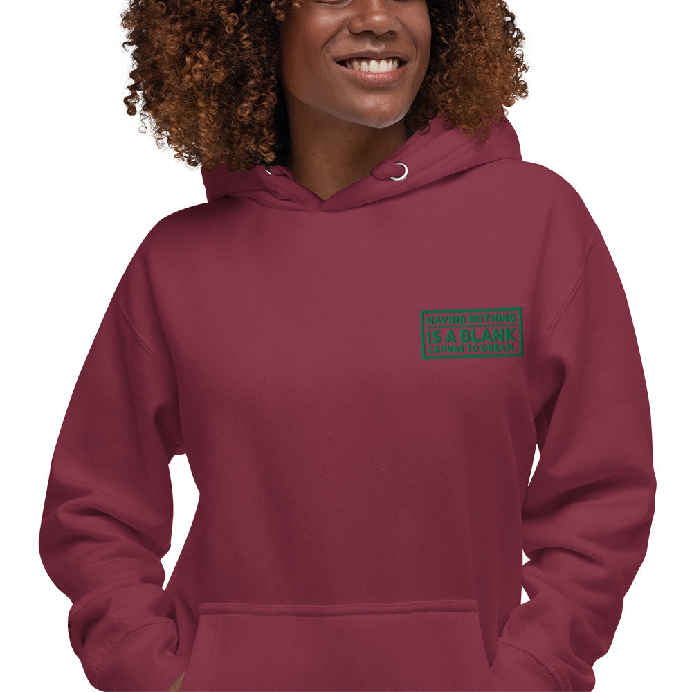 Blank Canvas (Green) Embroidered Unisex Premium Hoodie