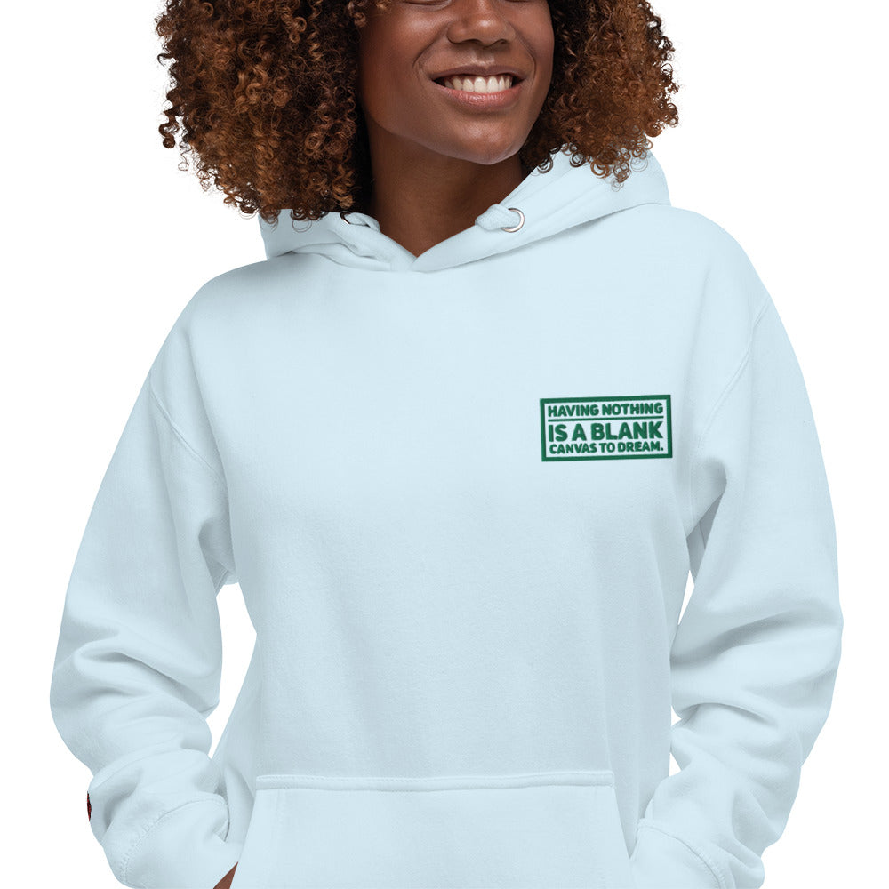 Blank Canvas (Green) Embroidered Unisex Premium Hoodie