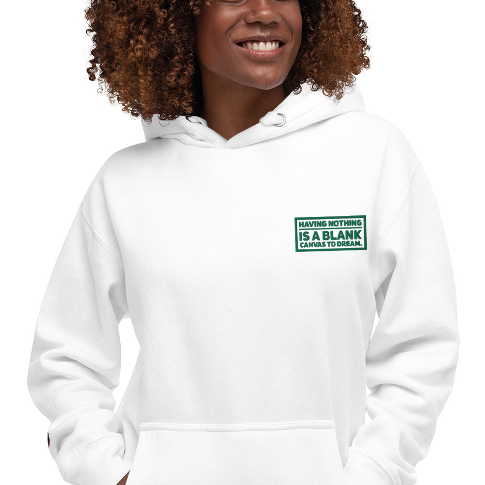 Blank Canvas (Green) Embroidered Unisex Premium Hoodie