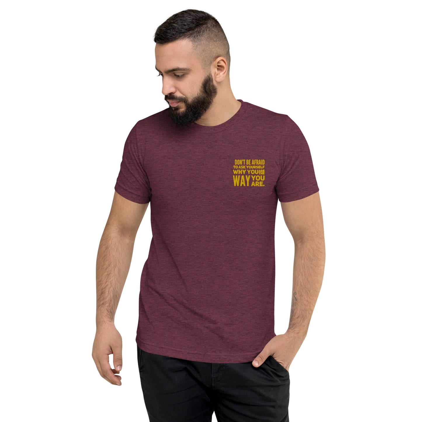 Ask Yourself #2 (Embroidered) Tri-blend Short Sleeve T-shirt