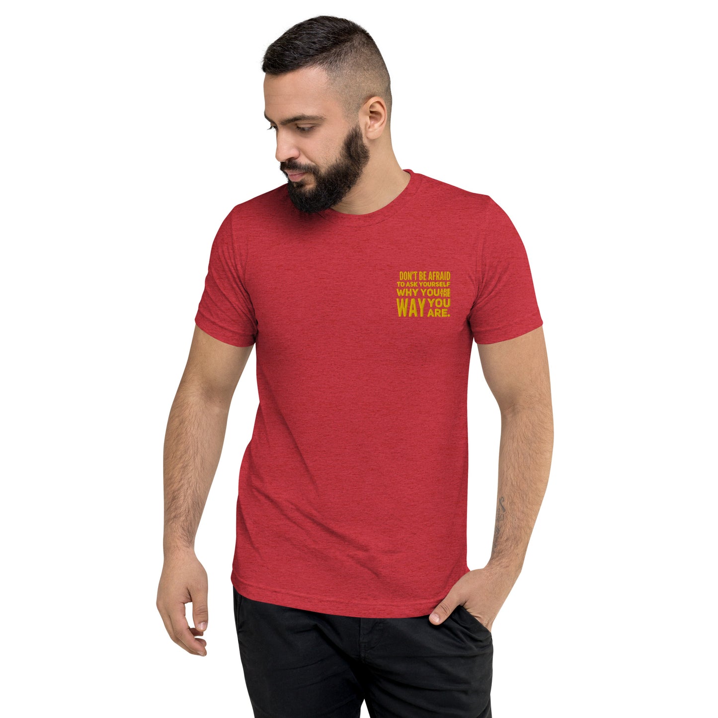 Ask Yourself #2 (Embroidered) Tri-blend Short Sleeve T-shirt