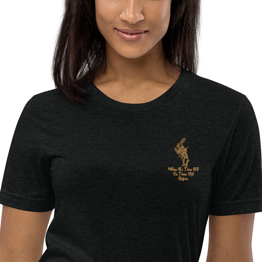 Rabbit (Gold) Embroidered Unisex Tri-blend Short Sleeve T-shirt