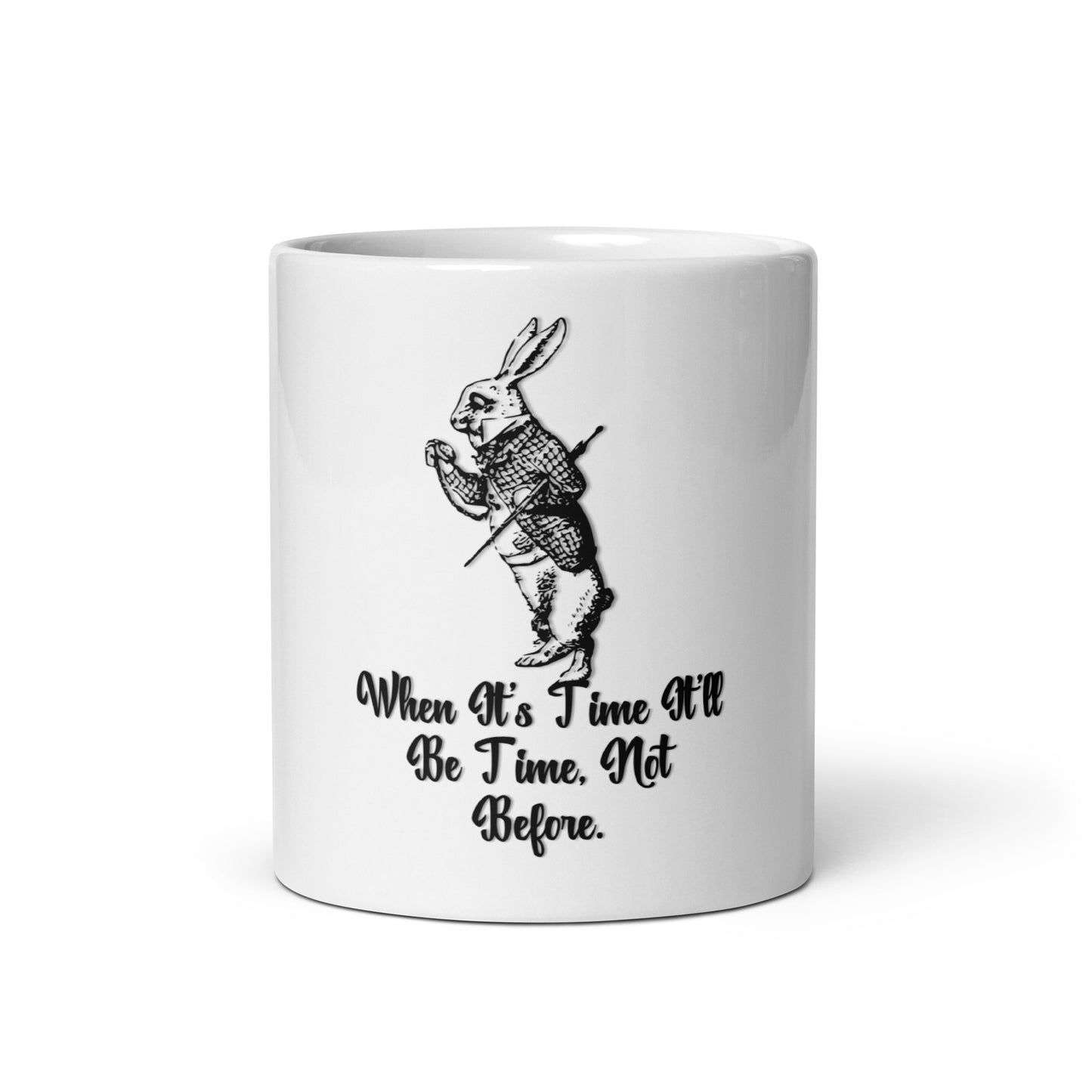Rabbit (Black) White Glossy Mug