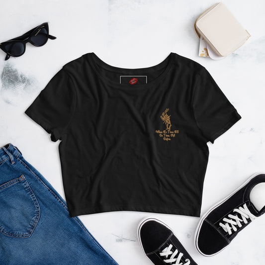 Rabbit (Gold) Embroidered Women’s Crop Tee