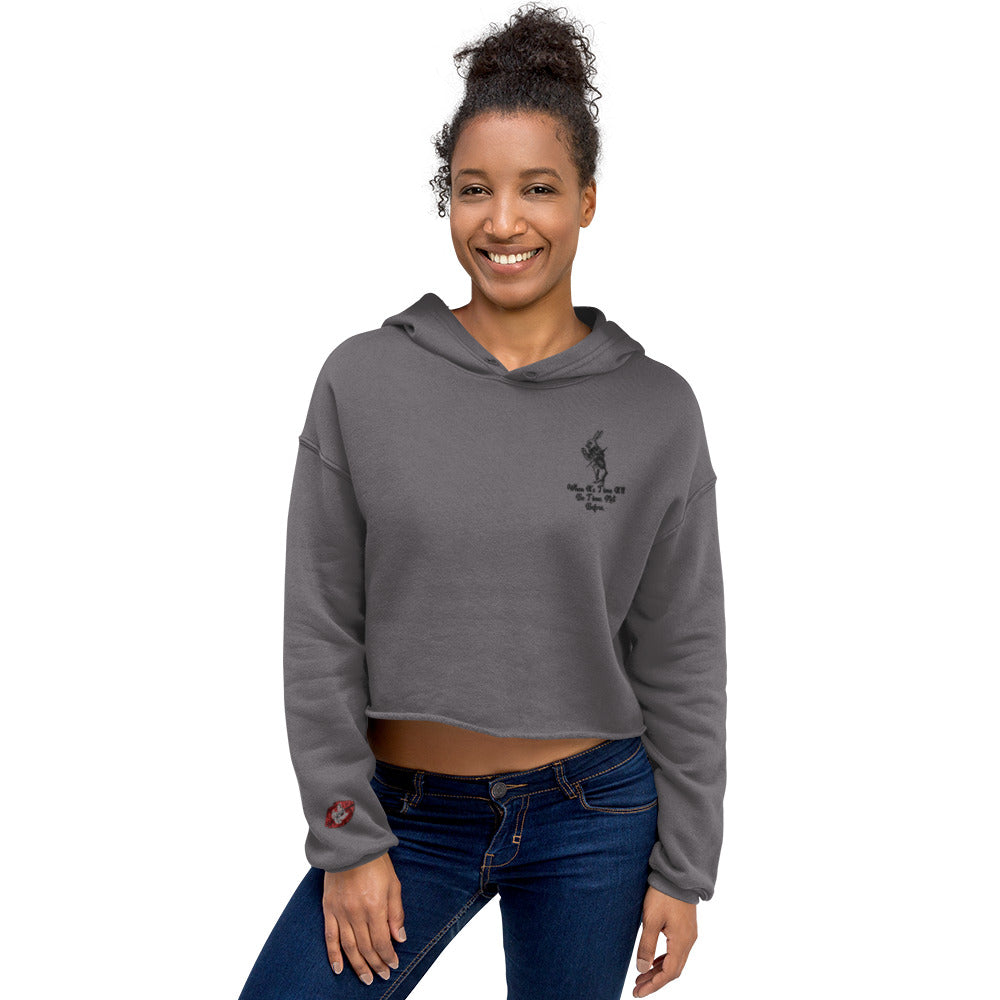Rabbit (Black) Embroidered Crop Hoodie