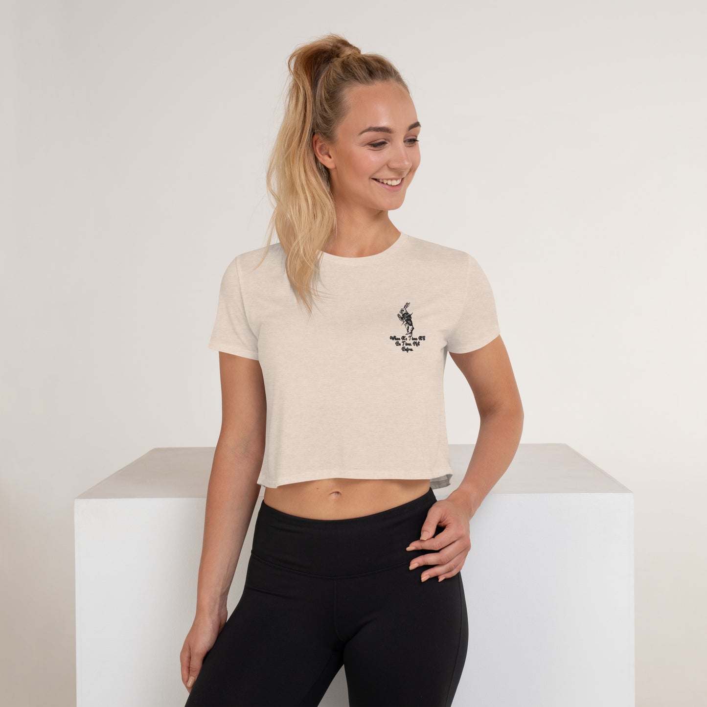 Rabbit (Black) Flowy Crop Tee